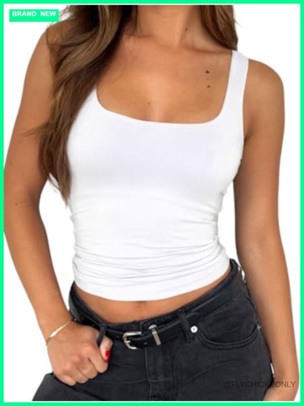 Women's Square Neck Sleeveless Double Layer Crop Tank Top Summer Workout Casual